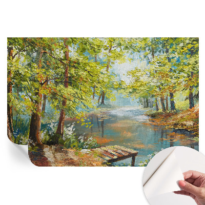 Papier peint photo autocollant pour chambre motif lac idyllique