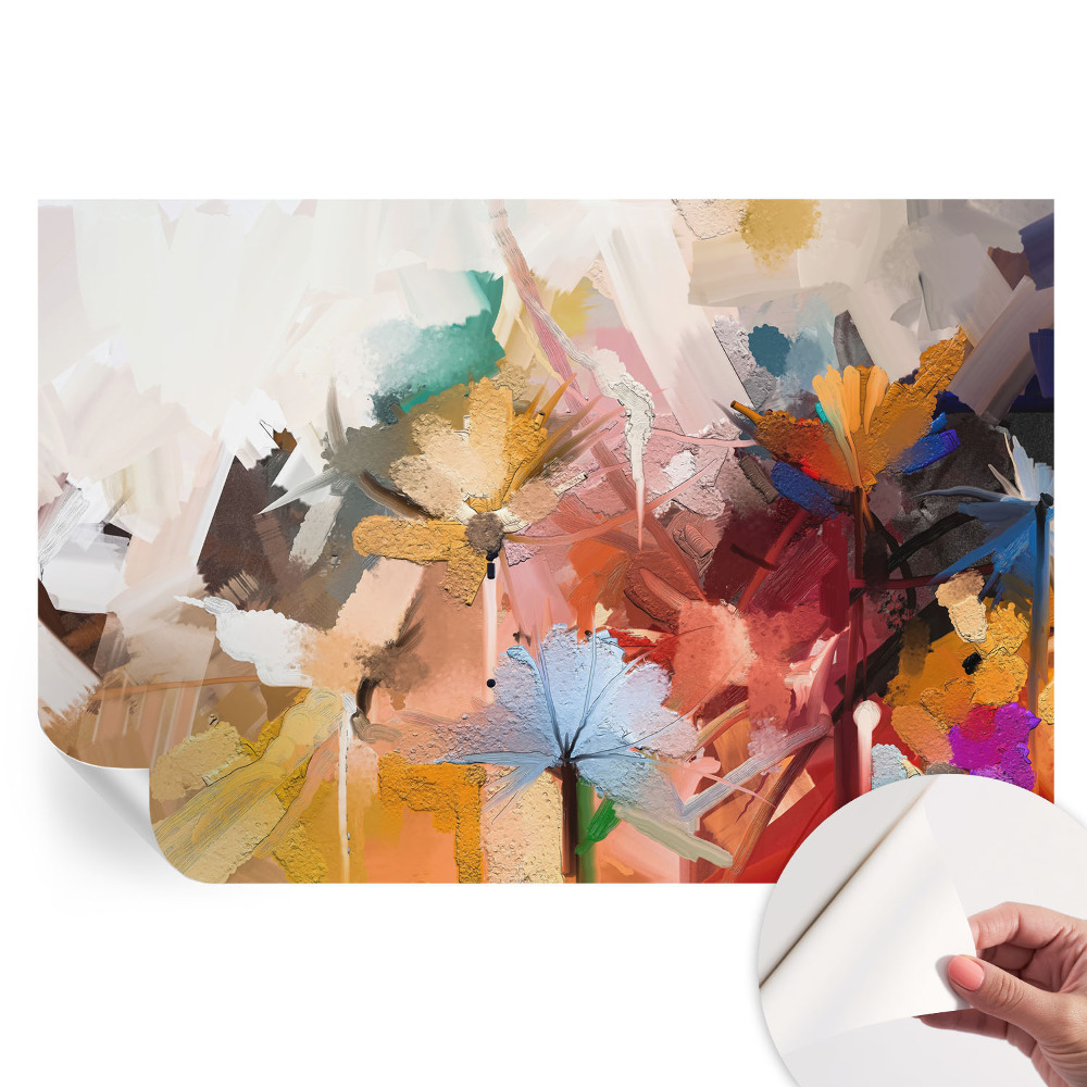 Papier peint photo autocollant abstrait floral pour chambre