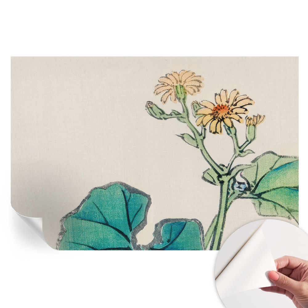 Papier peint photo autocollant motif fleurs et feuilles