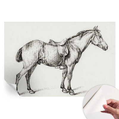 Papier peint photo moderne pour salon représentant un croquis de cheval