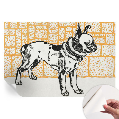 Papier peint autocollant pour salon motif chien rétro