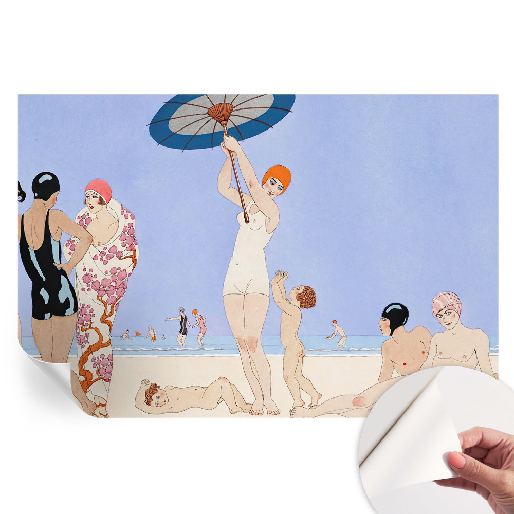Papier peint autocollant pour le salon motif plage rétro