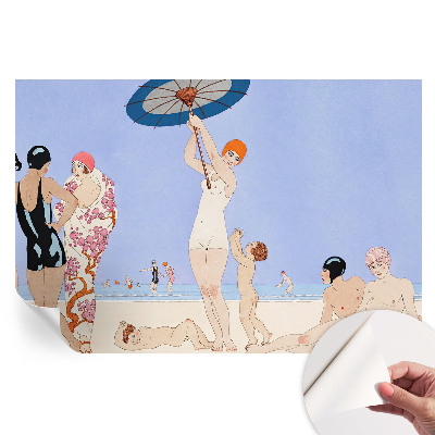 Papier peint autocollant pour le salon motif plage rétro