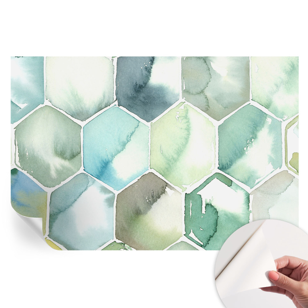 Papier peint photographique autocollant hexagones pastel