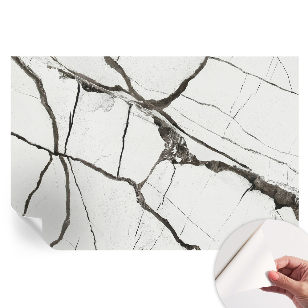 Papier peint photo autocollant motif fissures de marbre