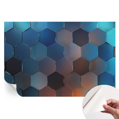 Papier peint photo autocollant pour la chambre hexagones bleus