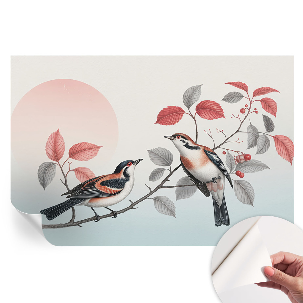 Papier peint autocollant pour salon avec motif oiseaux assis