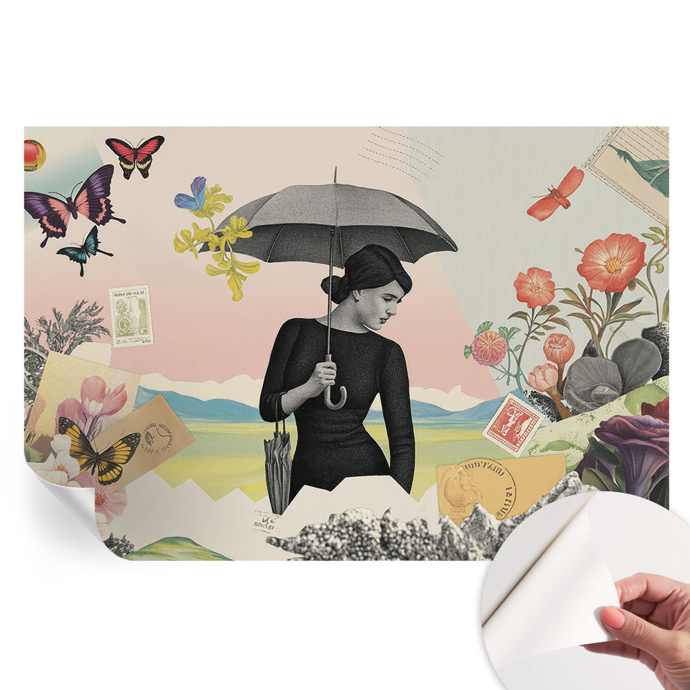 Papier peint photo autocollant motif collage romantique