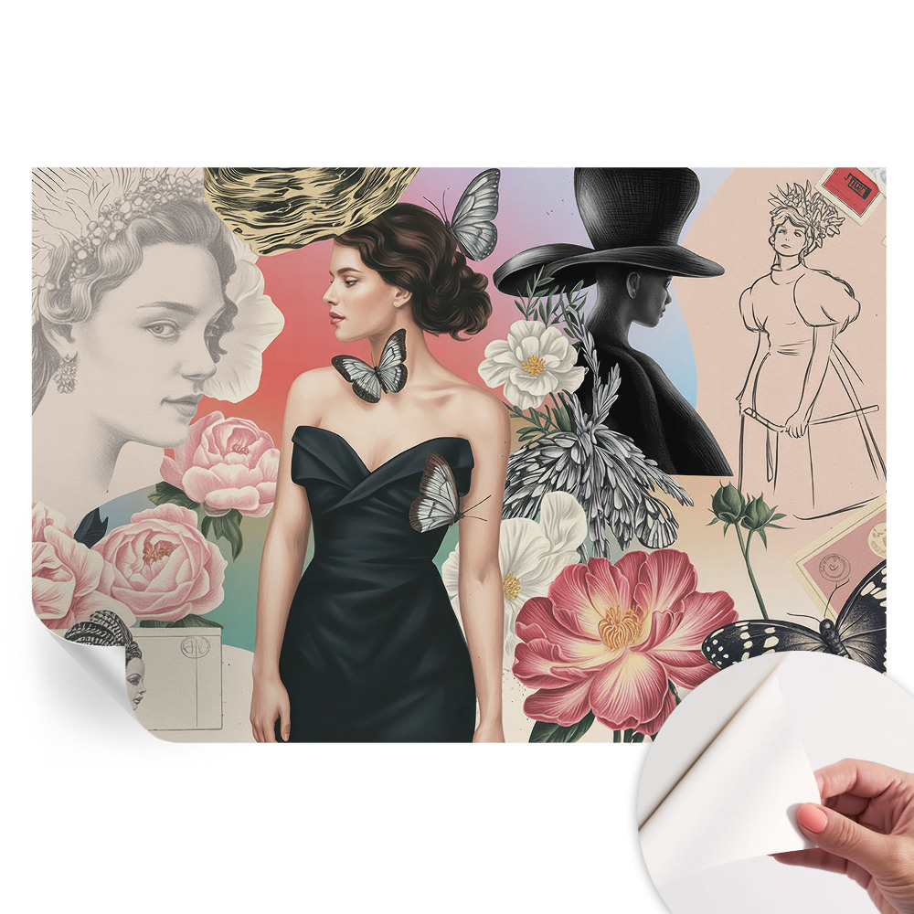 Papier peint photo moderne pour le salon Fleurs et portraits