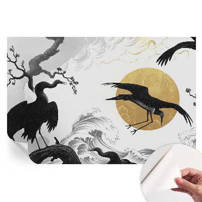 Papier peint photo autocollant pour la chambre grues noires
