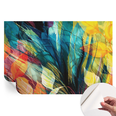 Papier peint autocollant pour le salon avec motif de feuilles abstraites