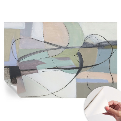 Papier peint autocollant pour salon à motifs lignes pastel
