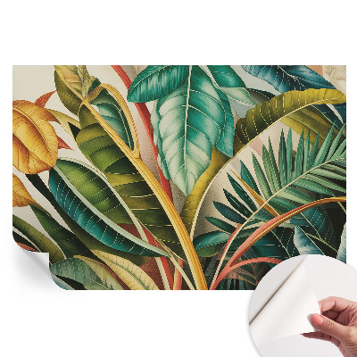 Fresque murale autocollante feuilles exotiques