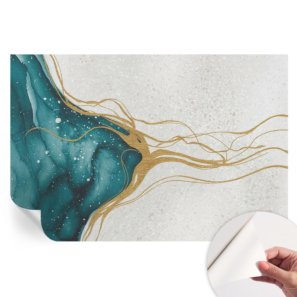 Papier peint autocollant pour le salon Lignes turquoise