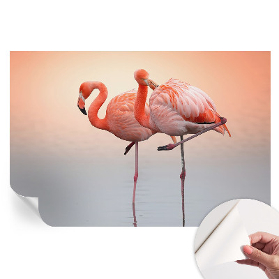 Papier peint photo moderne pour le salon Flamants roses délicats