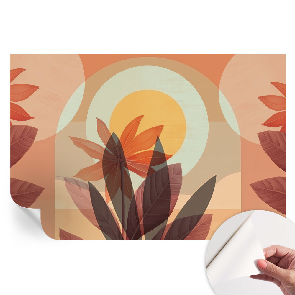 Fresque murale autocollante abstraction florale