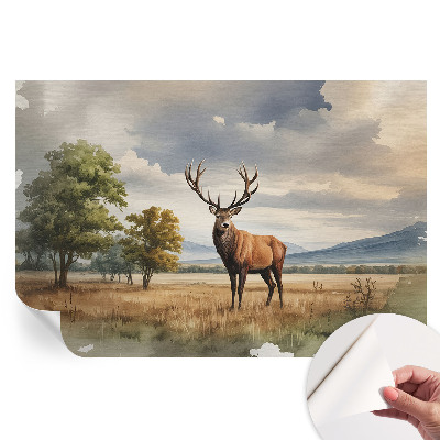 Fresque murale autocollante Cerf majestueux