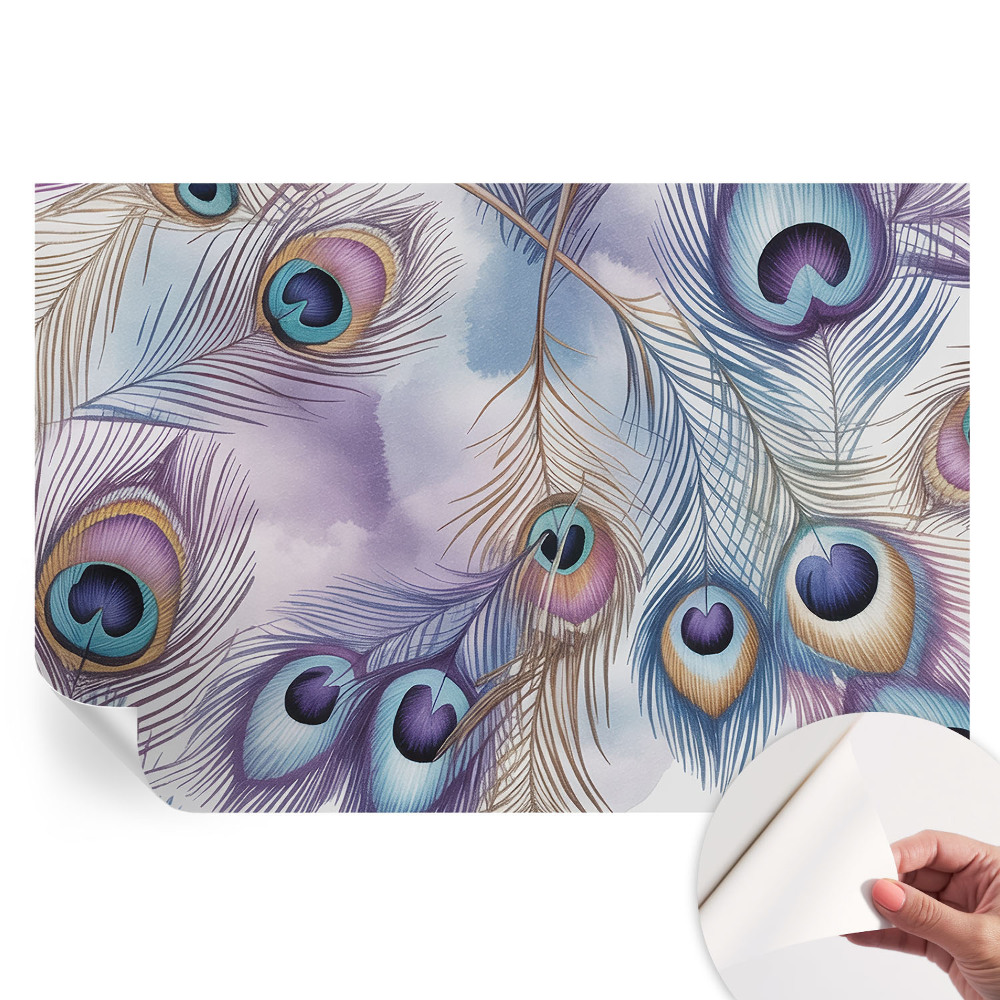 Papier peint photo autocollant pour la chambre Plumes de paon