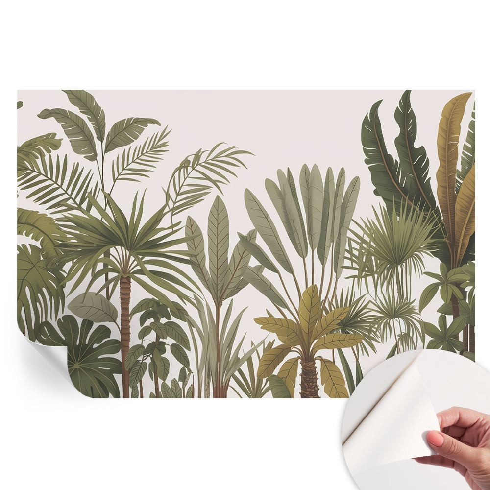 Fresque murale autocollante feuilles exotiques