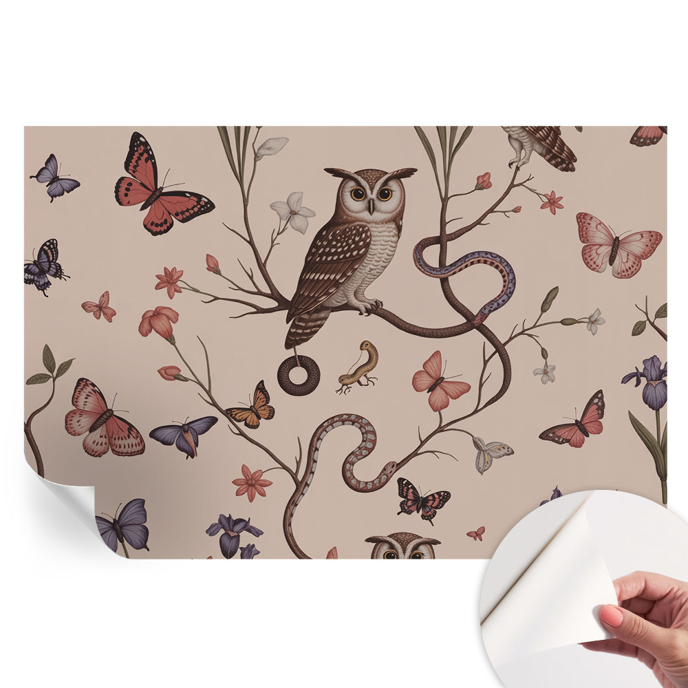 Papier peint autocollant pour le salon nature hibou
