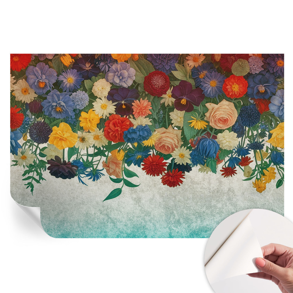 Papier peint autocollant pour le salon fleurs colorées