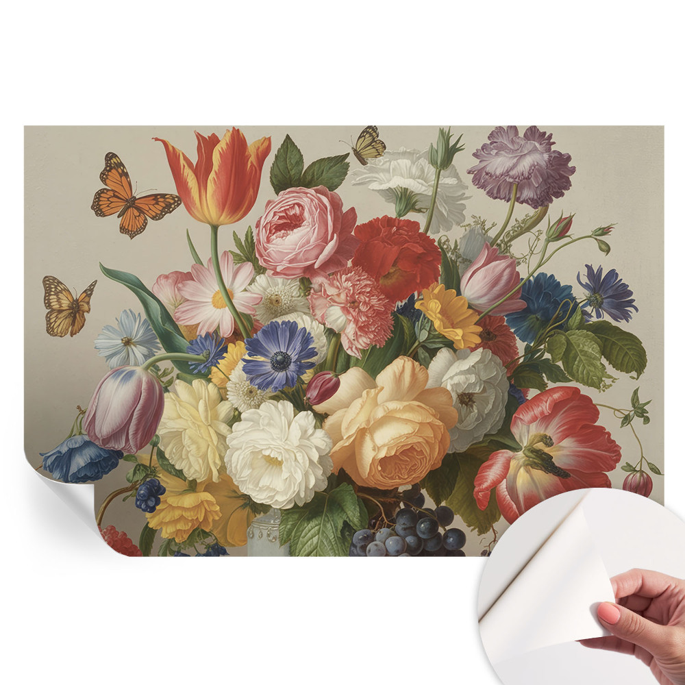 Papier peint photographique autocollant Fleurs et papillons