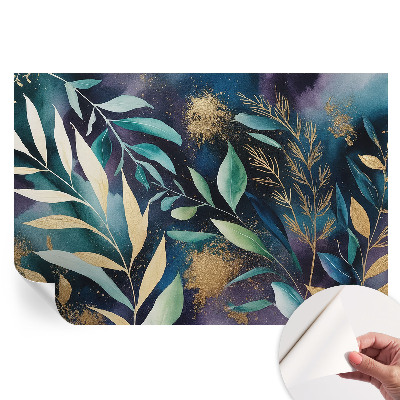 Papier peint autocollant pour le salon feuilles botaniques