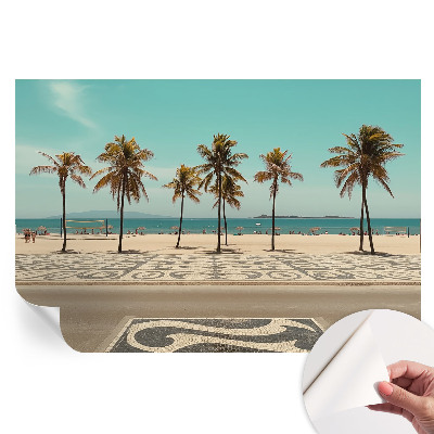 Papier peint photo moderne Plage avec palmiers pour salon