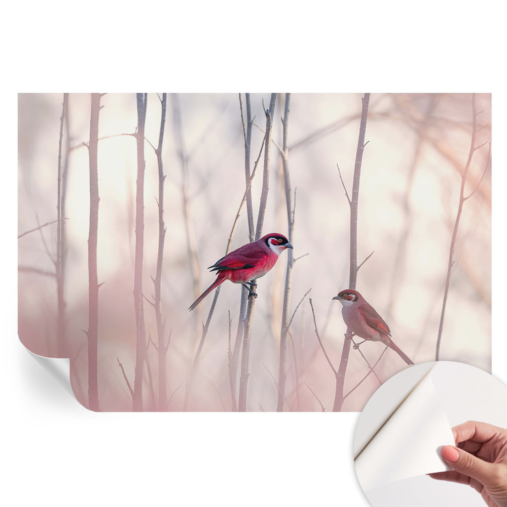 Papier peint autocollant pour le salon couple d'oiseaux