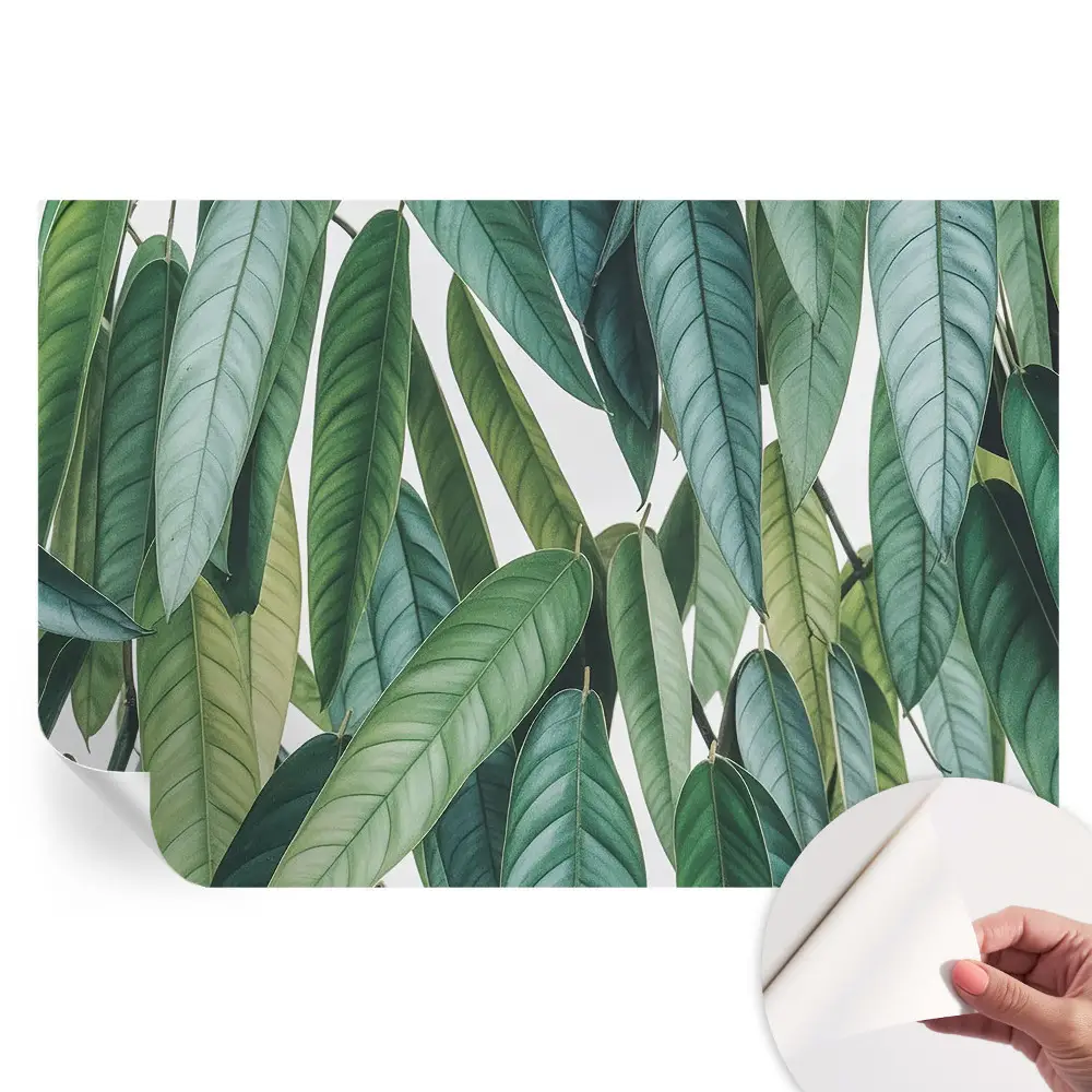 Papier peint photo moderne pour salon motif feuilles naturelles