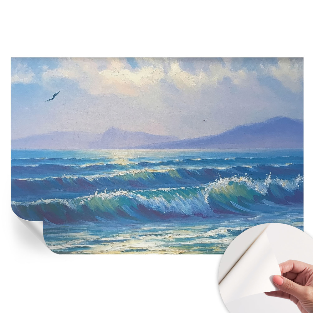 Fresque murale autocollante vagues de la mer