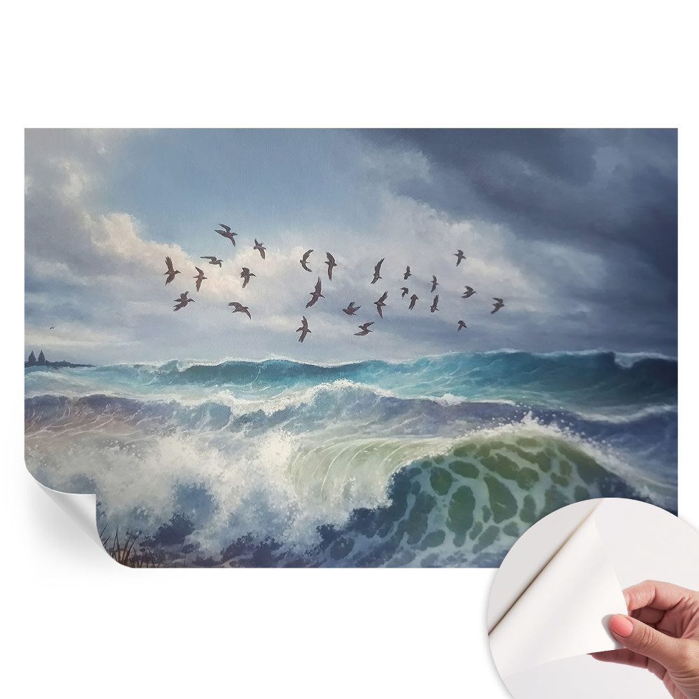 Fresque murale autocollante vagues de la mer