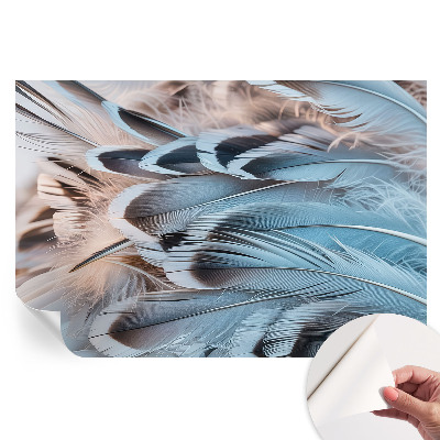 Papier peint autocollant pour le salon Plumes bleues