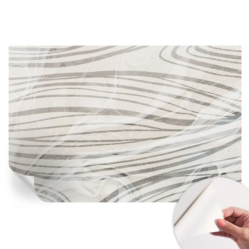 Papier peint autocollant pour salon à motif de lignes ondulées