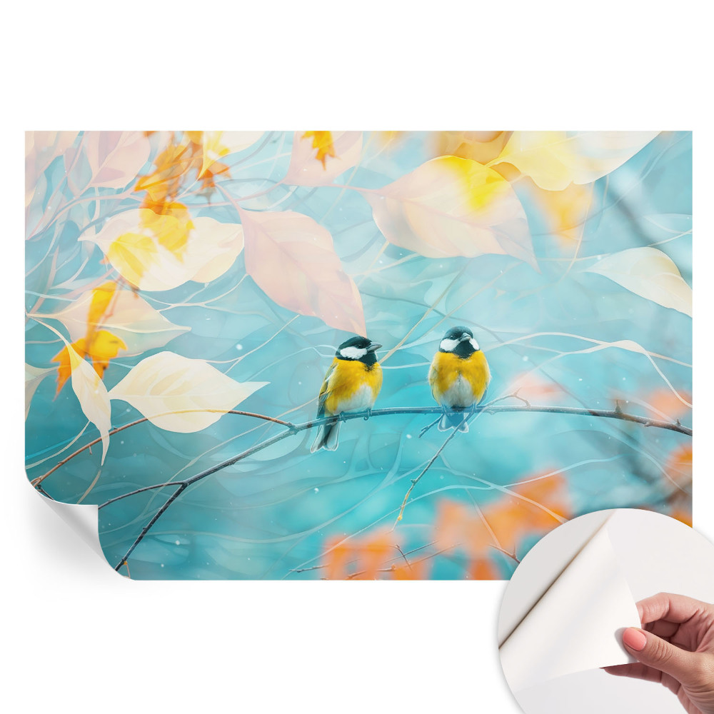 Papier peint photo autocollant pour la chambre oiseaux printaniers