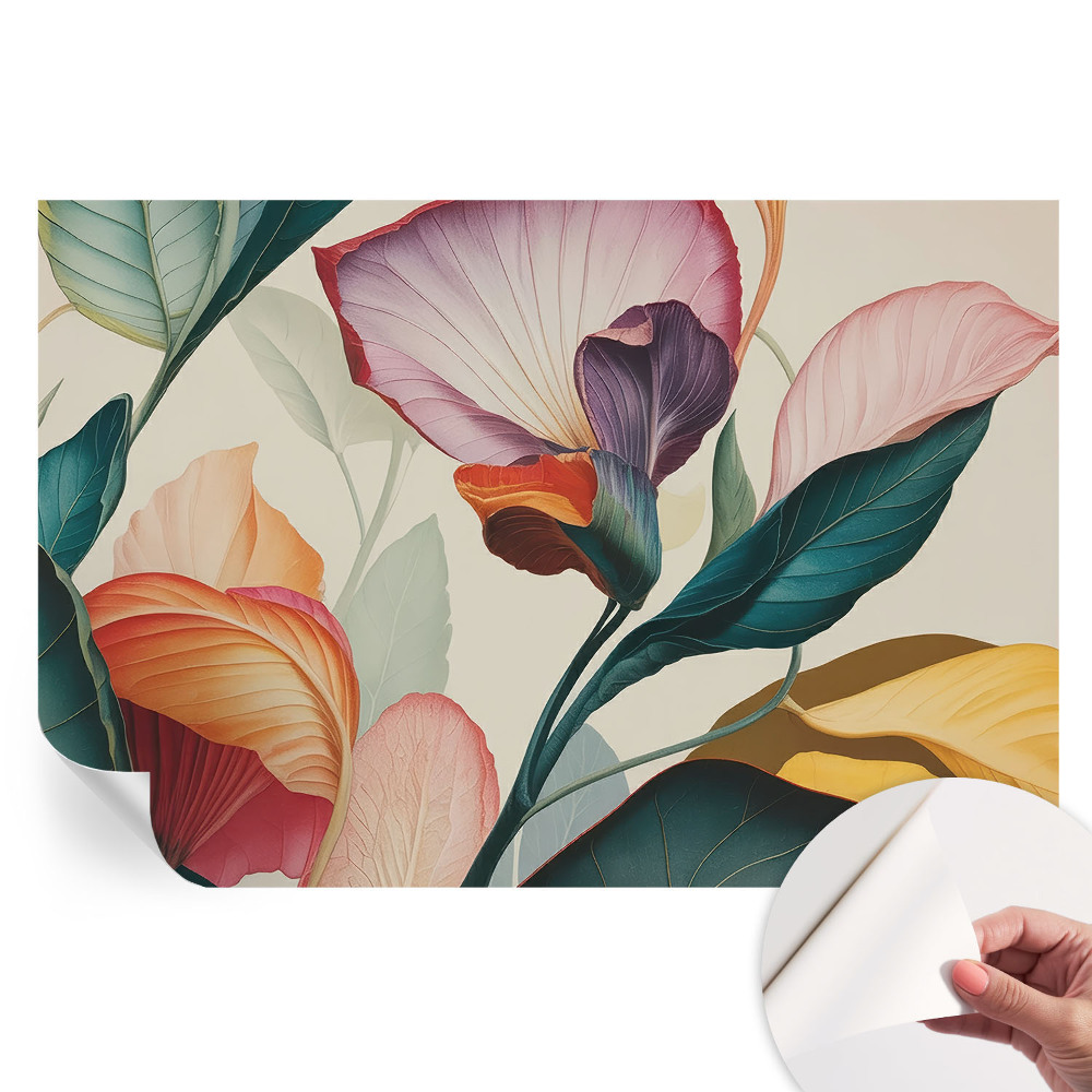 Papier peint photo autocollant pour la chambre fleurs colorées