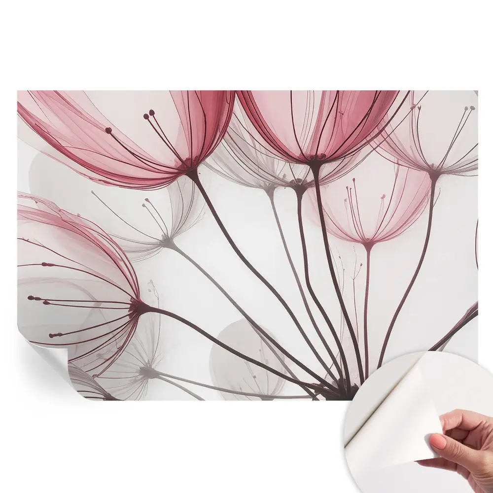 Papier peint photo autocollant pour chambre à motifs de silhouettes florales