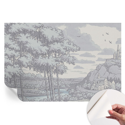 Papier peint photo autocollant paysage de conte de fées pour chambre