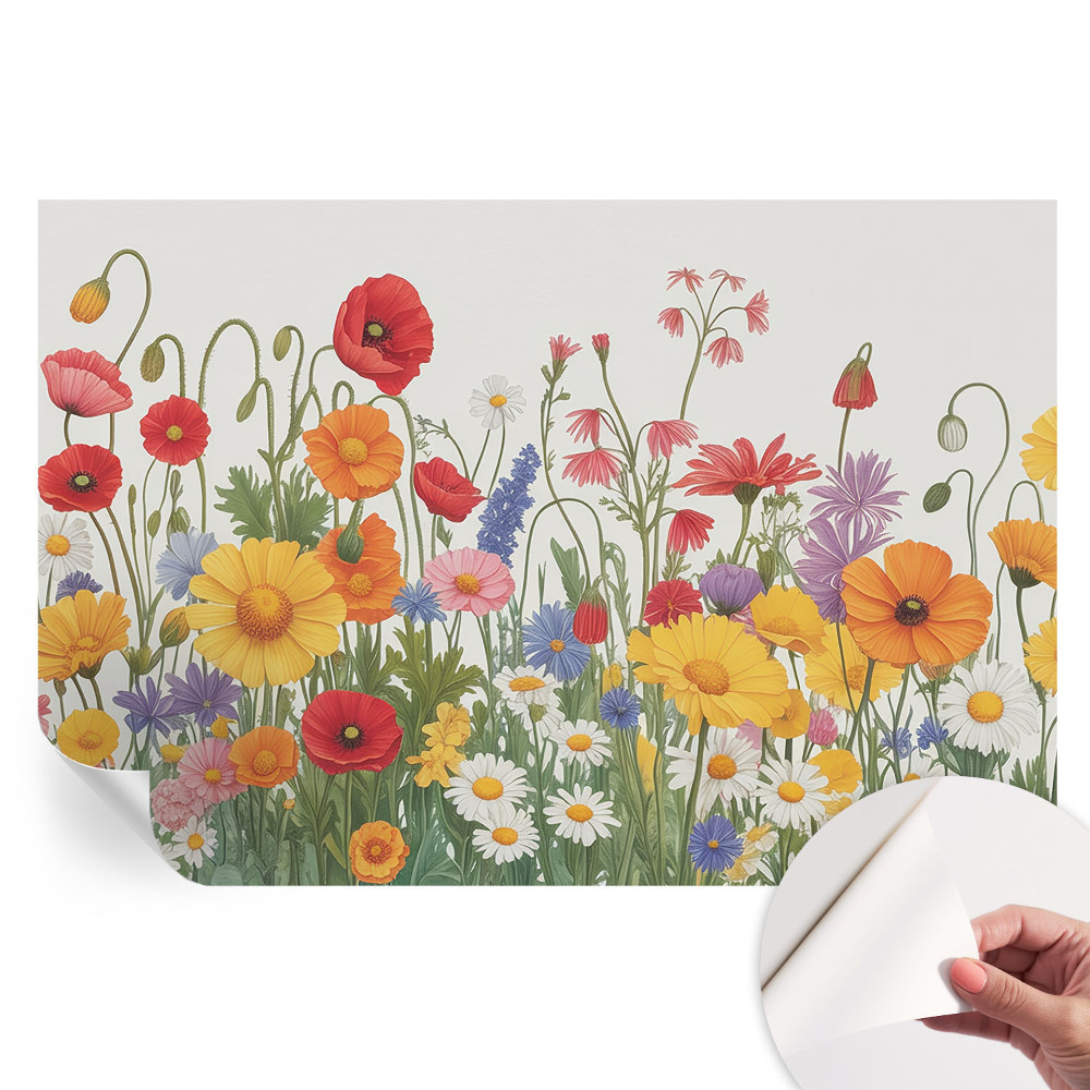 Papier peint photo autocollant pour la chambre prairie fleurie