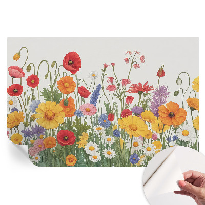 Papier peint photo autocollant pour la chambre prairie fleurie