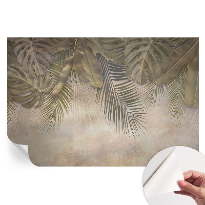Fresque murale autocollante feuilles tropicales