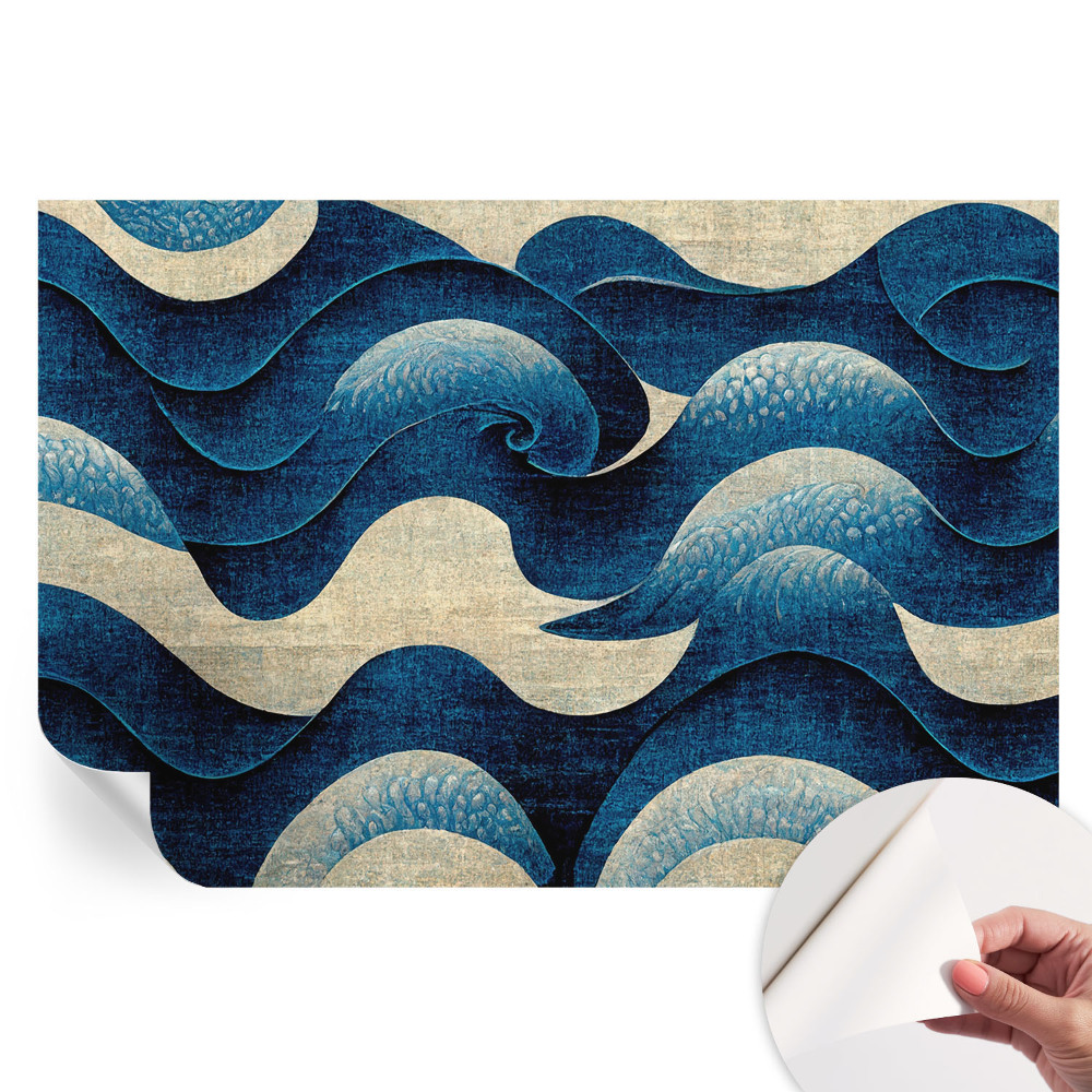 Papier peint photo moderne pour le salon Vagues bleues