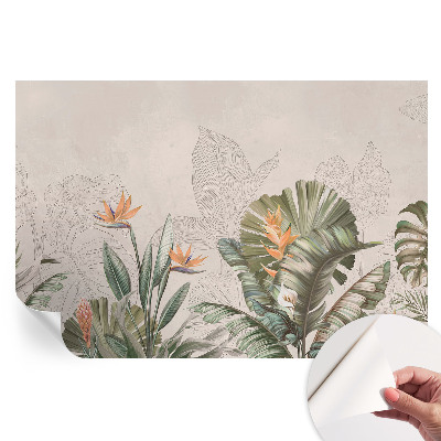 Papier peint autocollant pour le salon fleurs tropicales