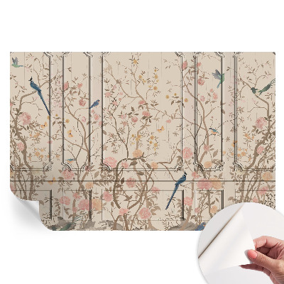 Papier peint photo moderne pour le salon Oiseaux et fleurs