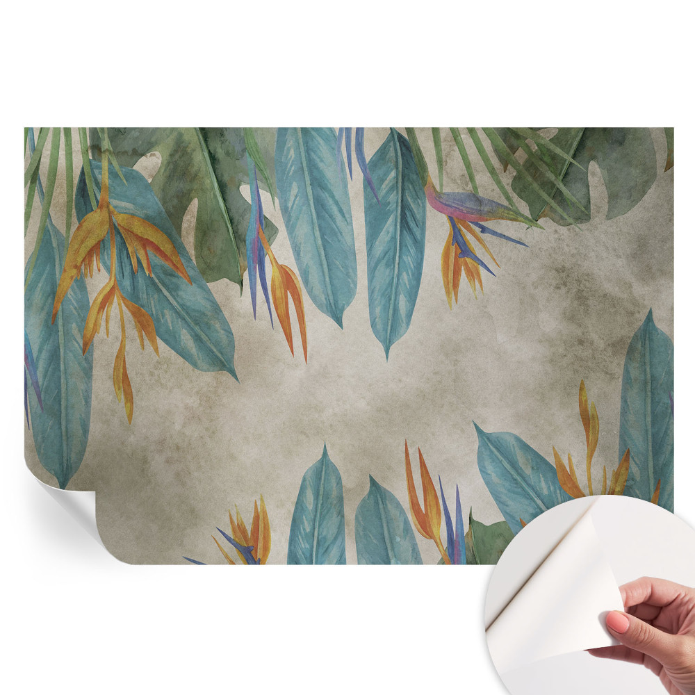 Papier peint autocollant pour le salon fleurs tropicales