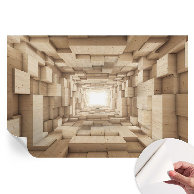 Papier peint autocollant pour le salon tunnel en bois