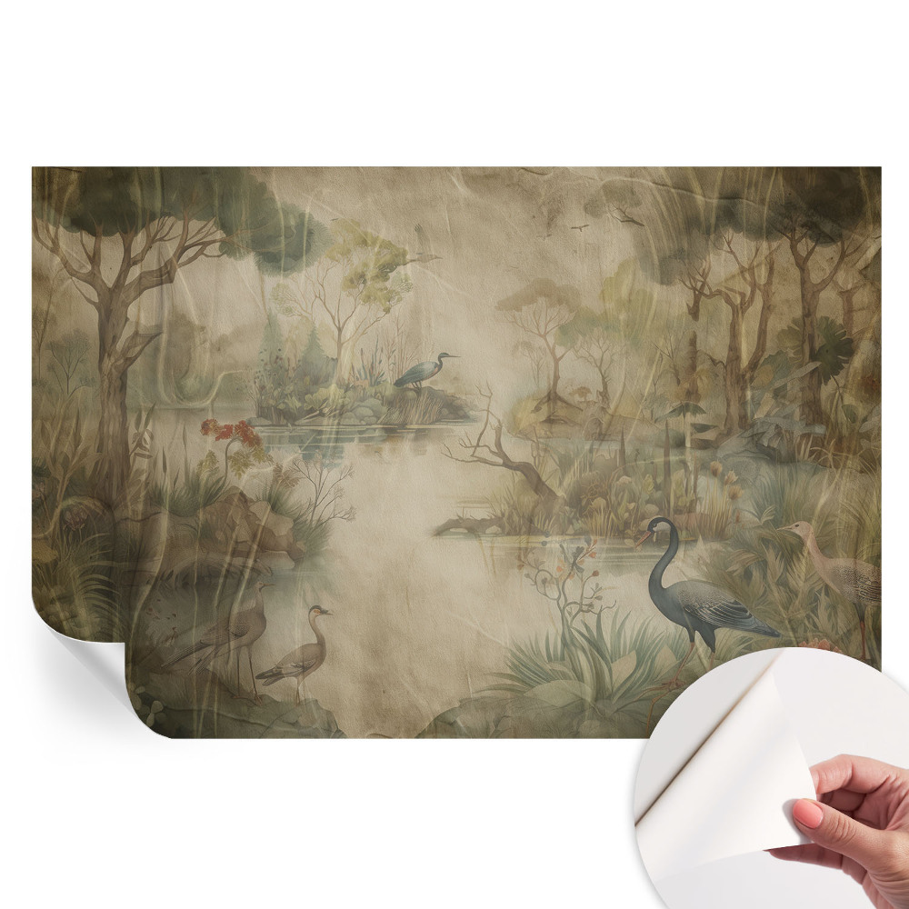 Papier peint autocollant pour le salon scène de forêt