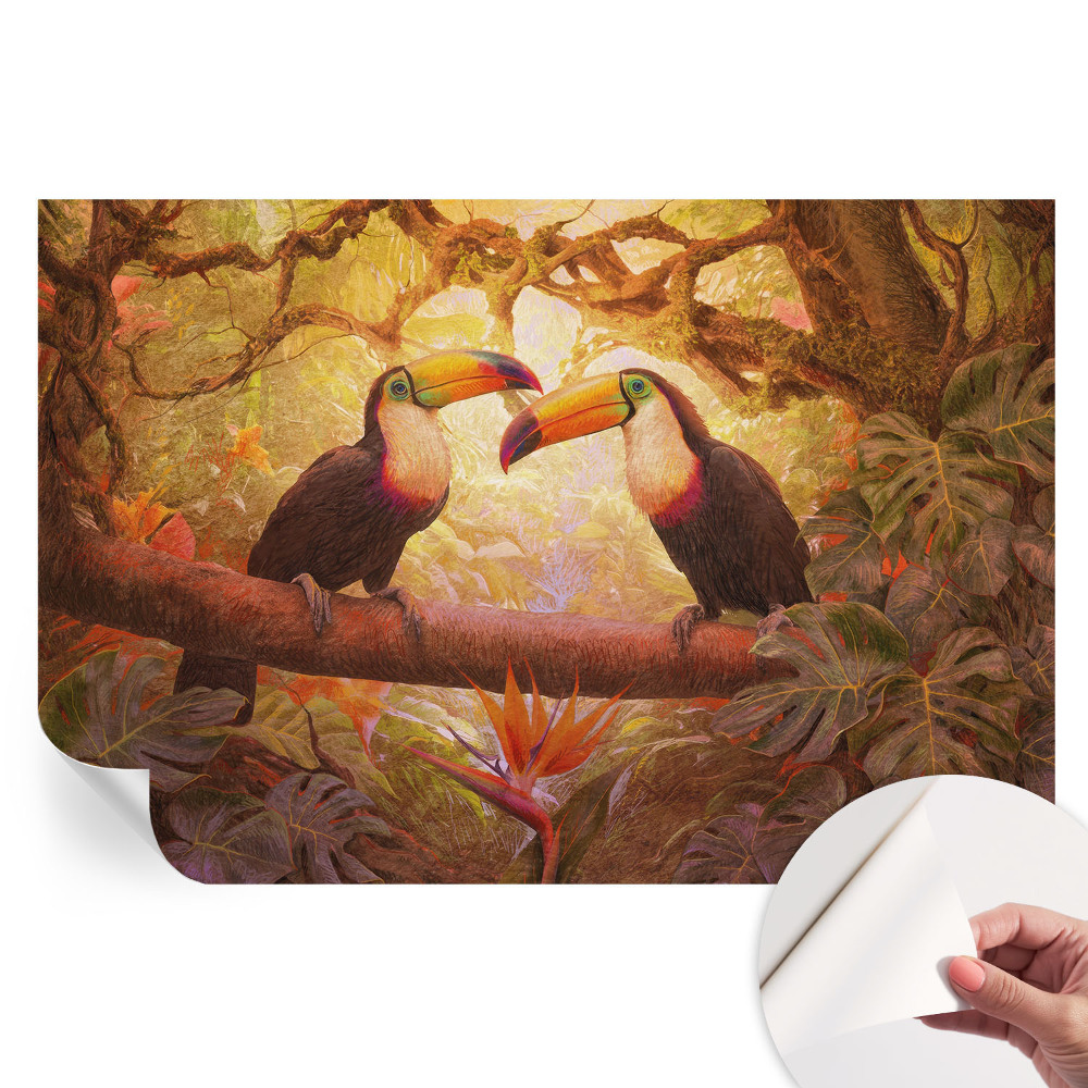 Papier peint photo moderne pour le salon toucans colorés