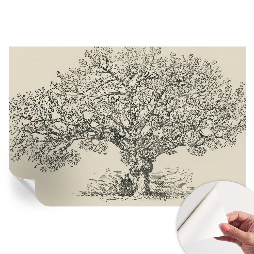 Papier peint photo autocollant illustration d'arbre pour chambre