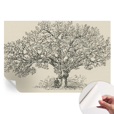 Papier peint photo autocollant illustration d'arbre pour chambre